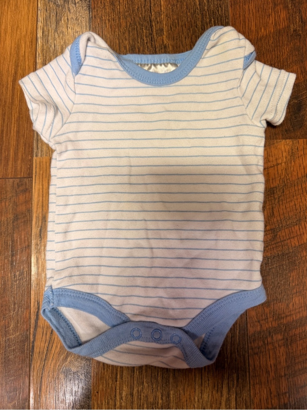 Blue Trim White & Light Blue Striped Baby One-Piece Bodysuit